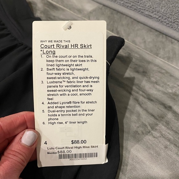 NWT LULULEMON Court Rival HR skirt, size 4 black - Picture 5 of 9